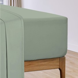 Seafoam Green Cotton Percale European Single Fitted Sheets 100x200 cm 1 Pc Only, 100% Long Staple Cotton Plain Weave Fitted Sheet Euro Single with 40 cm Deep Pocket (EU Single Fitted Sheet) Pizuna