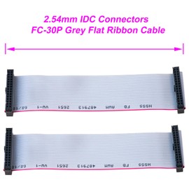 Tcenofoxy 2.54mm Flat Ribbon IDC Cable Female to Female, Flat Ribbon Cable Connector 30P FC 30-Pin 50cm Length 2Pcs (TC-50cm-FF30P-2)
