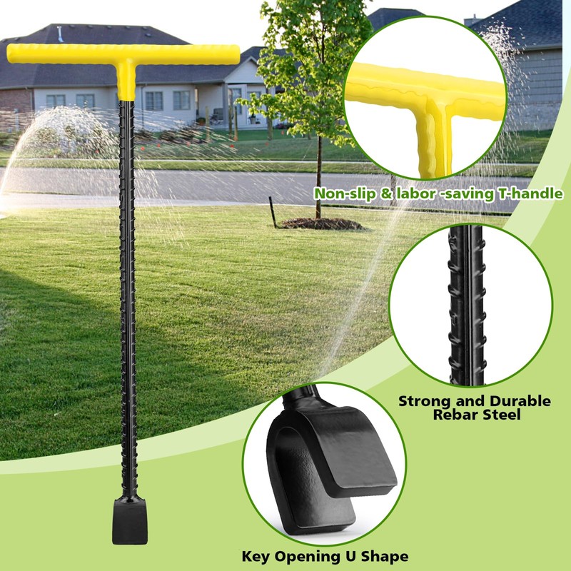 TFMUZERT Water Meter Key 16 Inch with 4-Way Utility Key,