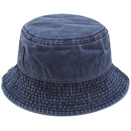 Yixda Vintage Cotton Fishing Hat Sun Hat Washed Retro Outdoor Bucket Hat, navy
