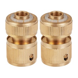 Tech Traders 2 Pack Brass Hose Connector, Hose End Quick Connect Fitting 1/2" Hose Pipe Quick Connector for Home Watering,Gardening,Car Washing