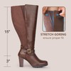 Chicblooms Women's Plus Size Extra Wide Calf High Heel Dress