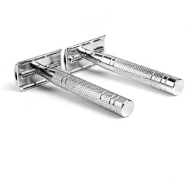 No Blade,Zinc Alloy Safety Razor, Fits 1.69x0.87in Double Edge Blades - Eco-Friendly Zero Waste Shave for Men & Women-Silver