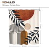 KOMLLEX Boho Abstract Mid Century Shower Curtain Modern Aesthetic Leaves