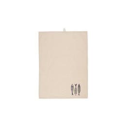 IB Laursen Tea Towel Marlin Natural with 3 Printed Blue Fish