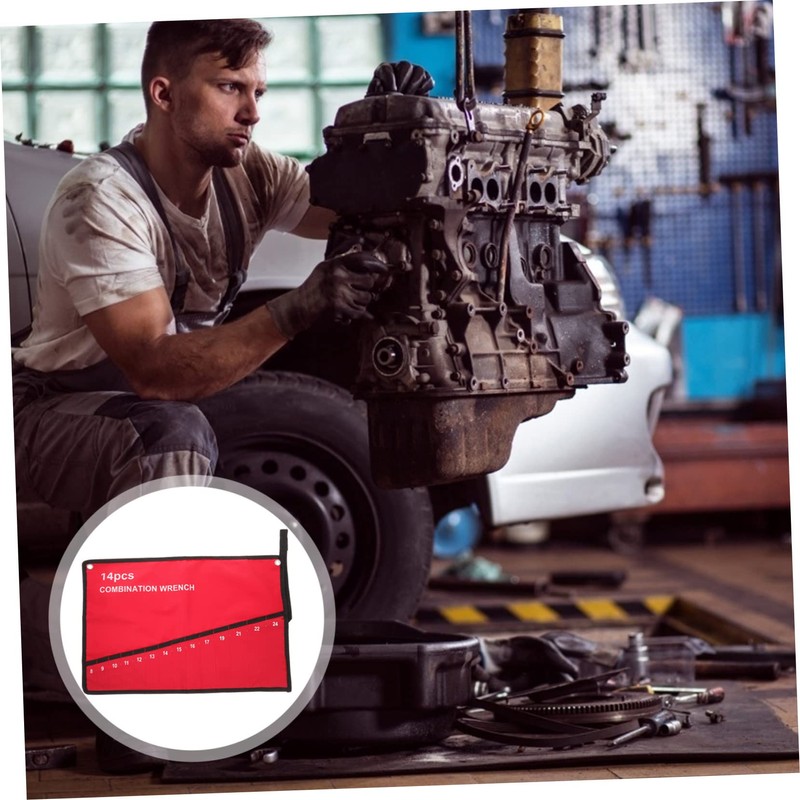 Operitacx 14 Slot Canvas Tool Roll Bag Electrician Storage Pouch