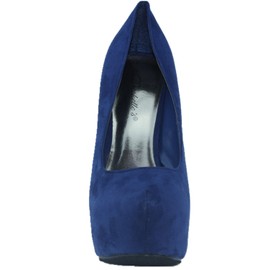 Breckelle's Women's Marisa-31 Slip on Stiletto High Heel Platform Pumps (6) Blue