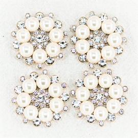 Builcker 20 piezas bañadas en plata con cuentas de flores redondas de diamantes de imitación para decoración hecha a mano, ropa, zapatos, sombreros (dorado)