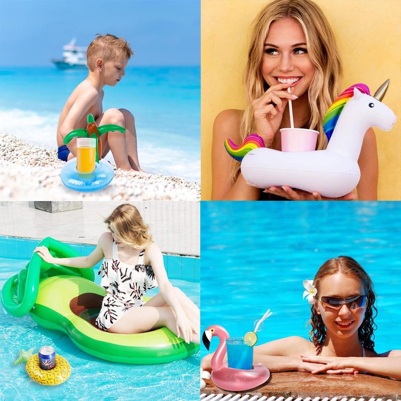 Fyvadio Inflatable Drink Holder, 9 pack Inflatable Cup Pool Drink