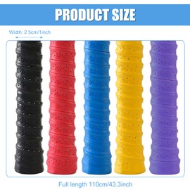 5pcs Badminton Racket Grip Tape Anti Slip Overgrip,Super Breathable Perforated Grips,Badminton Grip Tape,Replacement Grip Tape Squash Grips for Tennis Racket,Badminton(5clolors,2.5 * 110cm)