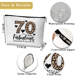 GREOXG Funny 70 Year Old Makeup Bag, leopard print 70th Birthday Gifts for Woman, Happy Birthday Gifts for Mom Besties Sister Aunt Grandma-C21