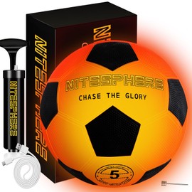 MoKasi Light Up Soccer Ball: Glow Brightly in The Dark with LED Tech, Ideal for Night Play, Size 5, Durable and Rechargeable, Birthday Gift for Kids 8-12, Sports Gear for Teen Boys and Girls