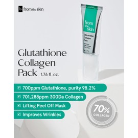 FROM THE SKIN FROM THE SKIN Glutathione Collagen Peel Off Mask - Anti Aging Korean Face Mask, Face Lift, Radiance Boost, Reduces Wrinkles - Built-in Silicone Spatula, 700ppm Glutathione & 300 Da Collagen, 1.76 oz.