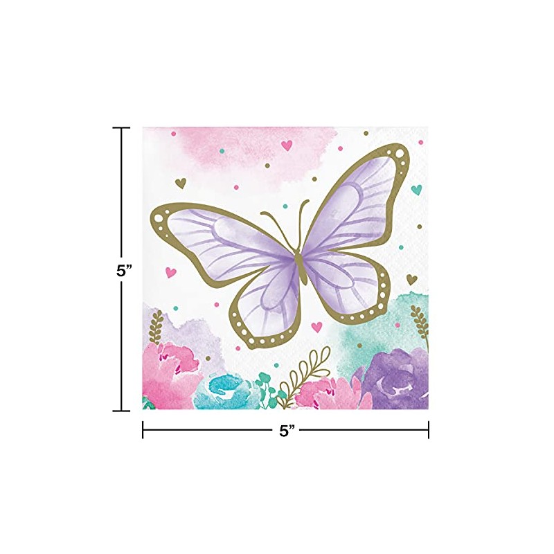 Golden Butterfly Beverage Napkins, 16 ct