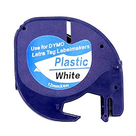 5 Pack Compatible DYMO Black on White Plastic LetraTag Labels 91331 91201 Label Tape 12mm