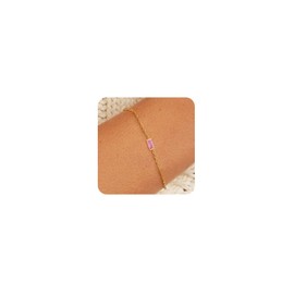 WATEFOER Birthstone Bracelets Gold for Women Dainty Adjustable Chain Bracelet Non Tarnish 18k Gold Plated Birthstone Pendant Bracelet Fashion Gold Jewellery Gifts, One size, Copper, Cubic Zirconia