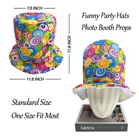 POPCIEL 6 Assorted Pattern Funny Party Top Hats - Novelty Crazy Hats - Dress Up Costume Hats - Photo Booth Props for Adults Teen