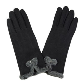 ITODA Women's Gloves, Bowknot Gloves, Autumn/Winter, Smartphone Compatible, Cycling Gloves, Cute Gloves, Warm Gloves, Smartphone Gloves, Pure Color, Fluffy, Fleece Lined, Thermal, Windproof, Cold