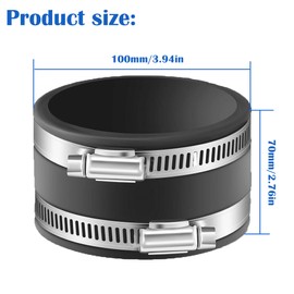 ANFUXT Diameter 100 mm Flexible Rubber Sleeve with Stainless Steel Clamps, Flexible Rubber Sleeve, Pipe Connector for Pipe Fan, Exhaust Hose, Ventilation Hose, Air Conditioning Hose