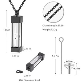 Glass Hourglass Cremation Jewelry Necklace for Ashes Memorial Lockets for Ashes Stainless Steel Keepsake Urn Ashes Pendants for Women/Men Loved One Memorial Jewelry