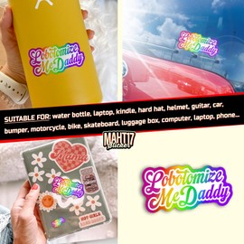 (3Pcs) Lobotomize Me Daddy Stickers Funny Sticker Lobotomy Sticker Dark Humor Meme Decal 3" Waterproof Die-Cut Vinyl Sticker for Kindle Laptop Water Bottles Birthday Gifts for Her Him 3 Inches