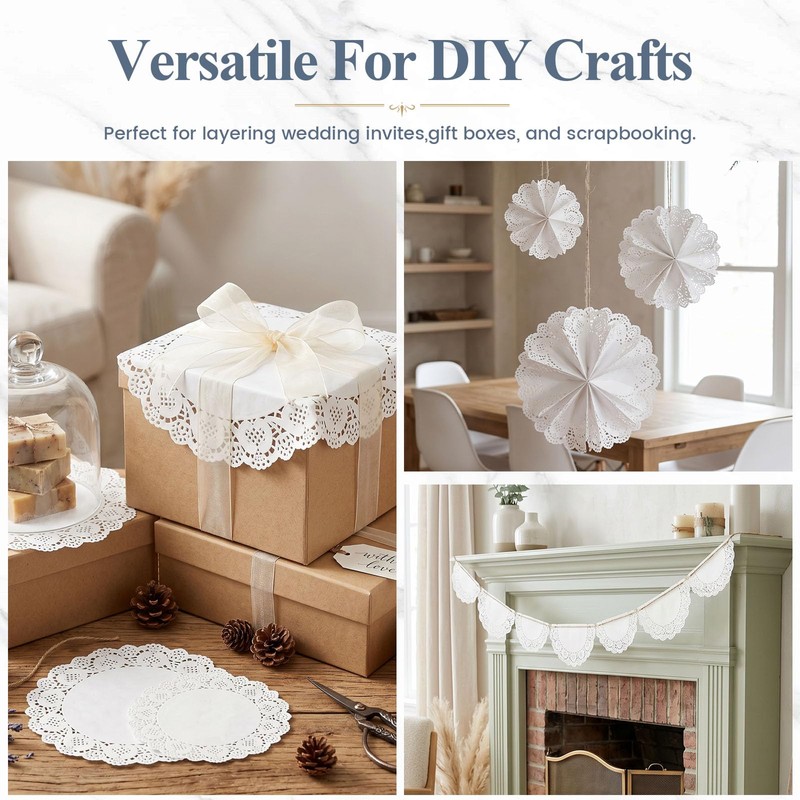 HAKSEN Paper Doilies, 36 PCS Lace Paper Placemats Assorted Sizes