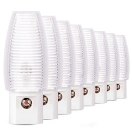 Emotionlite 8 Pack Plug in Night Light, Warm White LED Nightlight, Dusk to Dawn Sensor, Kids, Nursery, Bedroom, Bathroom,Hallway, Stairs, Kitchen