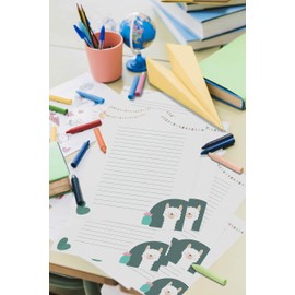 Friendly Fox Children's Writing Paper with Lines – 20 Sheets with Envelope – DIN A4 Writing Paper for Children Girls Boys