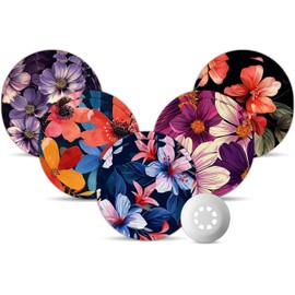 Libre 3 Sensor Covers Waterproof, Amolyfe 10 Pack Freestyle Libre 3 Plus Covers, Bump-Proof with Hard Cap, Breathable Latex Free Glucose Sensor CGM Adhesive Patches, 14-Day CGM Protection (B.Flower)