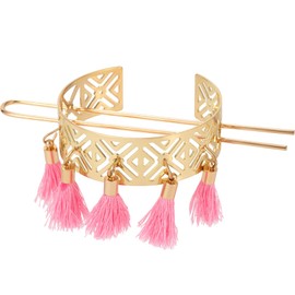 OIIKI Pink Tassels Hair Stick, Bun Holder, Hair Cuff, Wedding Bun Cage, Vintage Hair Pins for Women - Gold, 1PCS