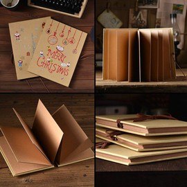 Copeflap Handmade Album Mounted Scrap Album Bellows Accordion Style with Corner Stickers (Black)