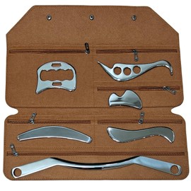 GYX COELE Muscle Scraper IASTM Tool Set (6-Piece) Stainless Steel gua sha fascial Release Tool deep Soft Tissue Massage Tool Set (Carrying baf)