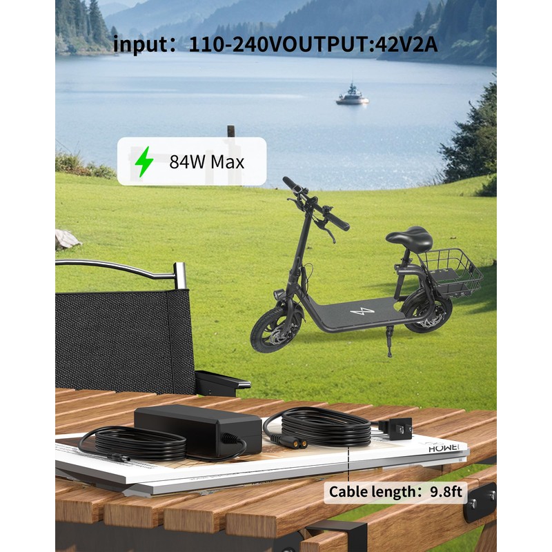 VHBW 42V Charger for Phantomgogo Commuter R1 Electric Scooter |