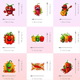 50PCS Funny Chili Mixed Stickers for Kids, Teens, Cute Meme Pepper Vinyl Waterproof Stickers for Water Bottles, Laptop, Phone, Luggage, Trendy Vegetable Stickers Bulk, Party Supplies (Red-Chili)