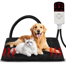 Hillylolly Haustier Heizkissen, 70 × 50cm Hunde Heizmatte, Wärmematte Hund, Elektrisch Haustier Heizdecke, Heizkissen Für Katzen, Elektrisch Haustier Heizdecke, Timing & Temperatur Einstellbar