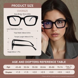 KoKoBin 3 Pack Reading Glasses Women Oprah Style Square Blue Light Blocking Oversized Fashion Large Eyeglasses