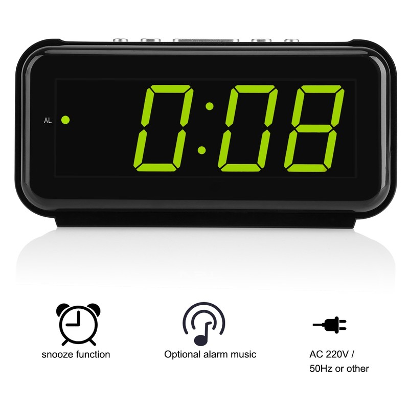 Electronic Table Digital Alarm Clock Desktop LED Display Snooze Function