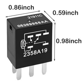 Relay 05269988AA (Set of 2), 5 Pins 12V 10A Automotive Multipurpose Relay Compatible for Chrysler, Dodge, Jeep, and Plymouth Vehicles