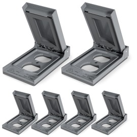 ELEGRP Vertical Outdoor Cover for Duplex Receptacles, Weatherproof Wall Plate, Outdoor Electrical Outlet Cover, Standard Size 1-Gang 4.85” x 2.82”, Thermoplastic, 6 Pack, Grey