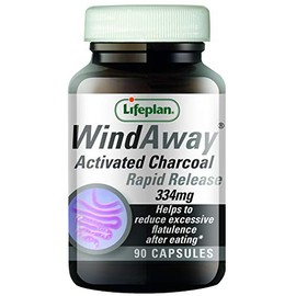 Lifeplan WindAway Activated Charcoal Capsules 334mg. Rapid Release. to Reduce Flatulence & Build up of inetinal Gas After Eating (270 Tablets)