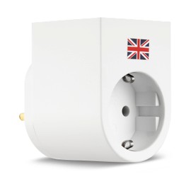 REV Travel Adaptor Travel Plug Socket for Use of German Plugs in the UK, White