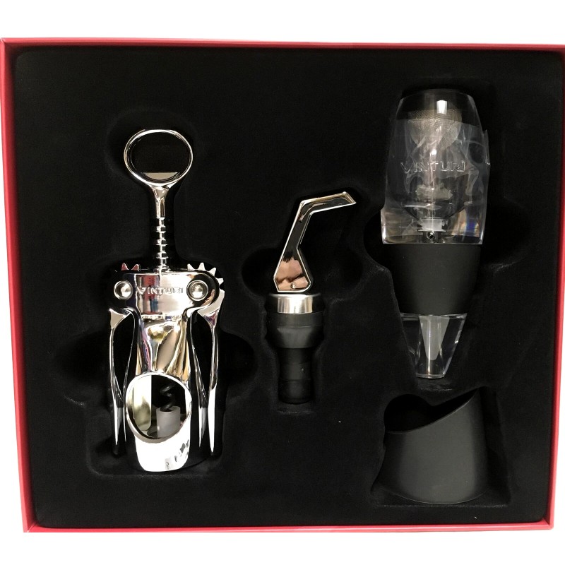 Vinturi 3 Piece Wine Set. Red Wine Aerator Winged Corkscrew,Wine