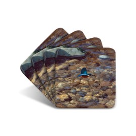Kingfisher River Drinks Coasters by Wildlife Artist Julian Friers - Set of 4 Kingfisher Coasters - Non-Slip, Cork Table Coasters