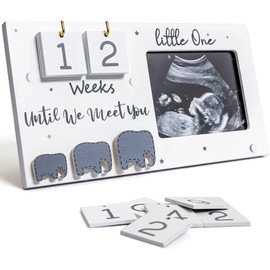 Baby Scan Photo Frame - Ideal Mum to Be Gift, Pregnancy Gift with Countdown Calendar & Changeable Mats for Baby Announcement & Gender Reveal Ideas - Nursery Picture Frames