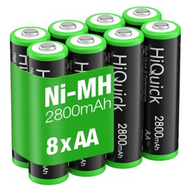 HiQuick 2800mAh AA Rechargeable Batteries High Capacity Performance, Per-Charged 1.2V AA Batteries Pack of 8
