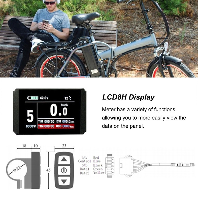 Electric Bicycle 36V/48V 30A Controller with LCD8H Display Panel Kit
