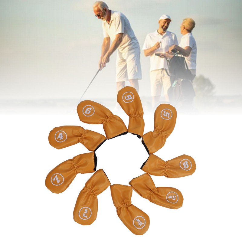 9pcs Golf Club Cover PU Leather Stylish Portable Golf Head