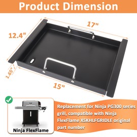 Half Griddle for Ninja FlexFlame Grill Parts, Carbon Steel Griddle Insert for Ninja FlexFlame PG300 Grill Accessories, Compatible with ninja Flex Flame Griddle Plate Part XSKHLFGRIDLE