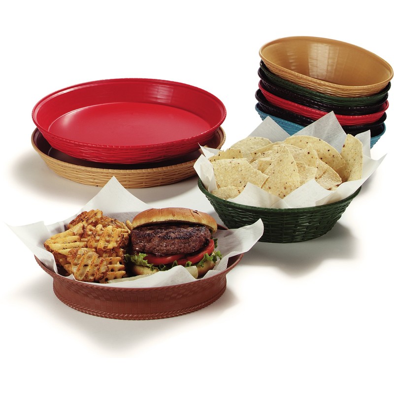Carlisle FoodService Products 650403 WeaveWear Oval Serving Basket, 9" x