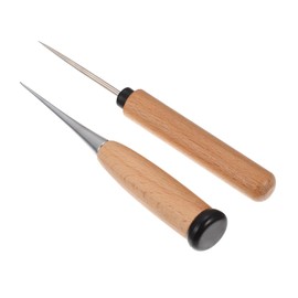 DOITOOL 2pcs Leather Craft Awls with Wood Handles Punch Tools for DIY Leather Sewing Compact Ergonomic Design for Beginners Detailed Work